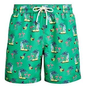 Polo Ralph Lauren Mens Swim Shorts 4XB Green Tropical Flamingos Trunks Big & Tal
